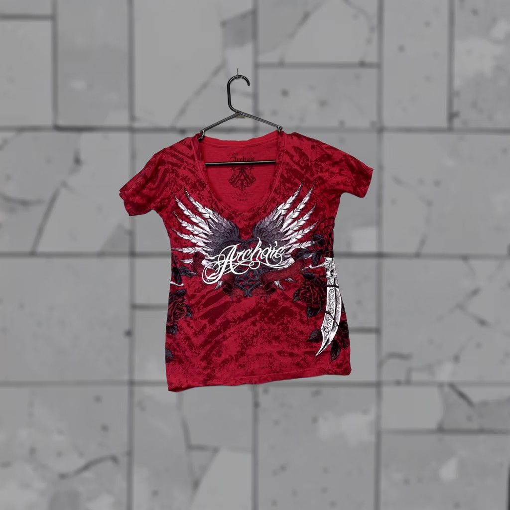 Vintage Archaic Shirt Womens M Red V-Neck Graphic Wings Roses Dagger Rock Gothic Shirt T-Shirt Womens Medium Red V-Neck Graphic Wing Roses Dagger Rock Gothic Size M / US 6-8 / IT 42-44 - 1 Thumbnail
