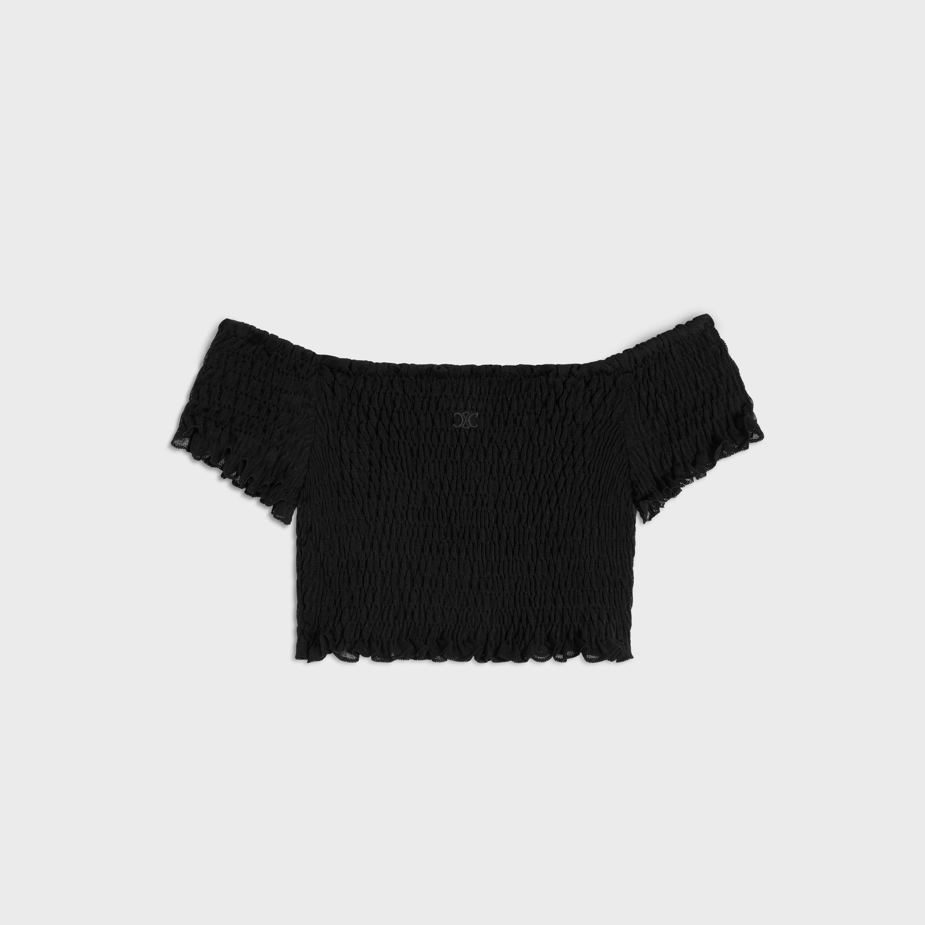 Celine o1w1db10925 2AE0P833X Triomphe Crop Top in Black Size XS / US 0-2 / IT 36-38 - 1 Thumbnail