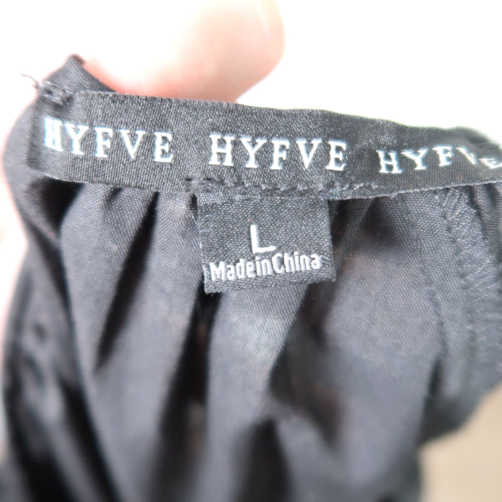 Vintage HYFVE Black Ruched Mini Dress L Women's Dress A-Line Short 3/4 Sleeves Waist Ties Polyester Cotton Adult Large Girls Men none Size L / US 10 / IT 46 - 5 Thumbnail