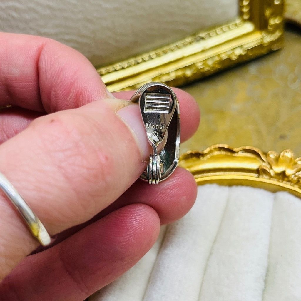 Monet Vintage Midcentury Monet Hoop Earrings Textured Silver Size ONE SIZE - 6 Thumbnail