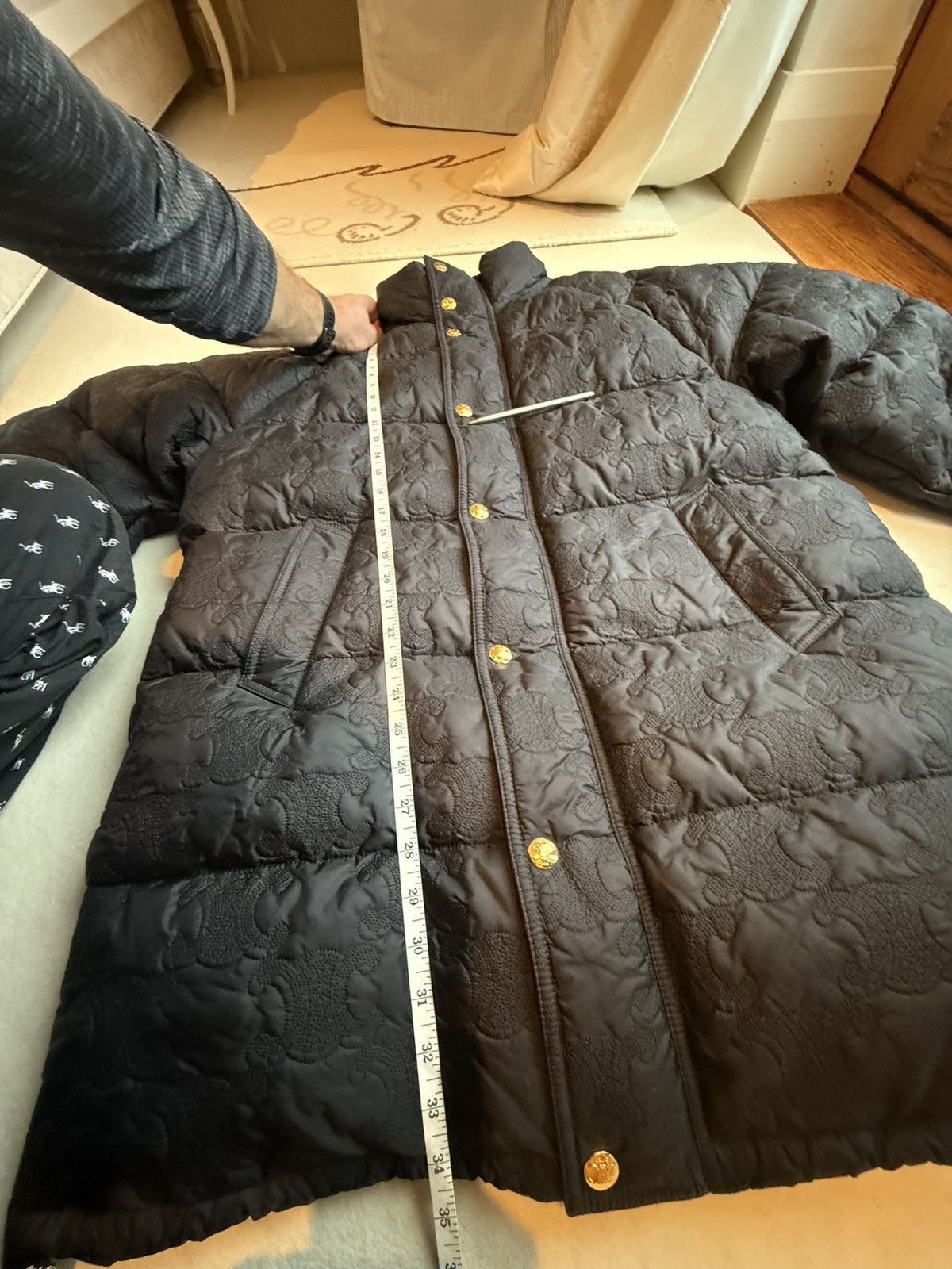 Celine $5k Celine Long Triomphe black logo coat jacket Hedi Slimane Size US M / EU 48-50 / 2 - 10 Thumbnail