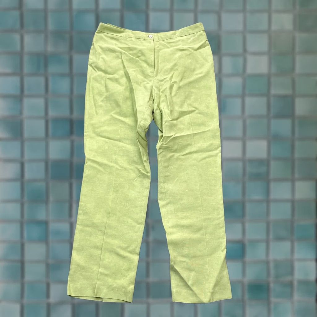 Vintage Sigrid Olsen Pants Womens 10 Green Linen Blend Chino Straight Leg Casual Workwear Ships Spring Summer Mens Womens Girls Boys Size 32" / US 10 / IT 46 - 1 Thumbnail