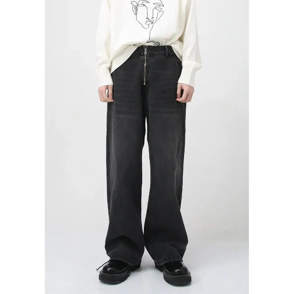 Japanese Brand Retro loose high street zipper jeans Size US 32 / EU 48 - 3 Thumbnail