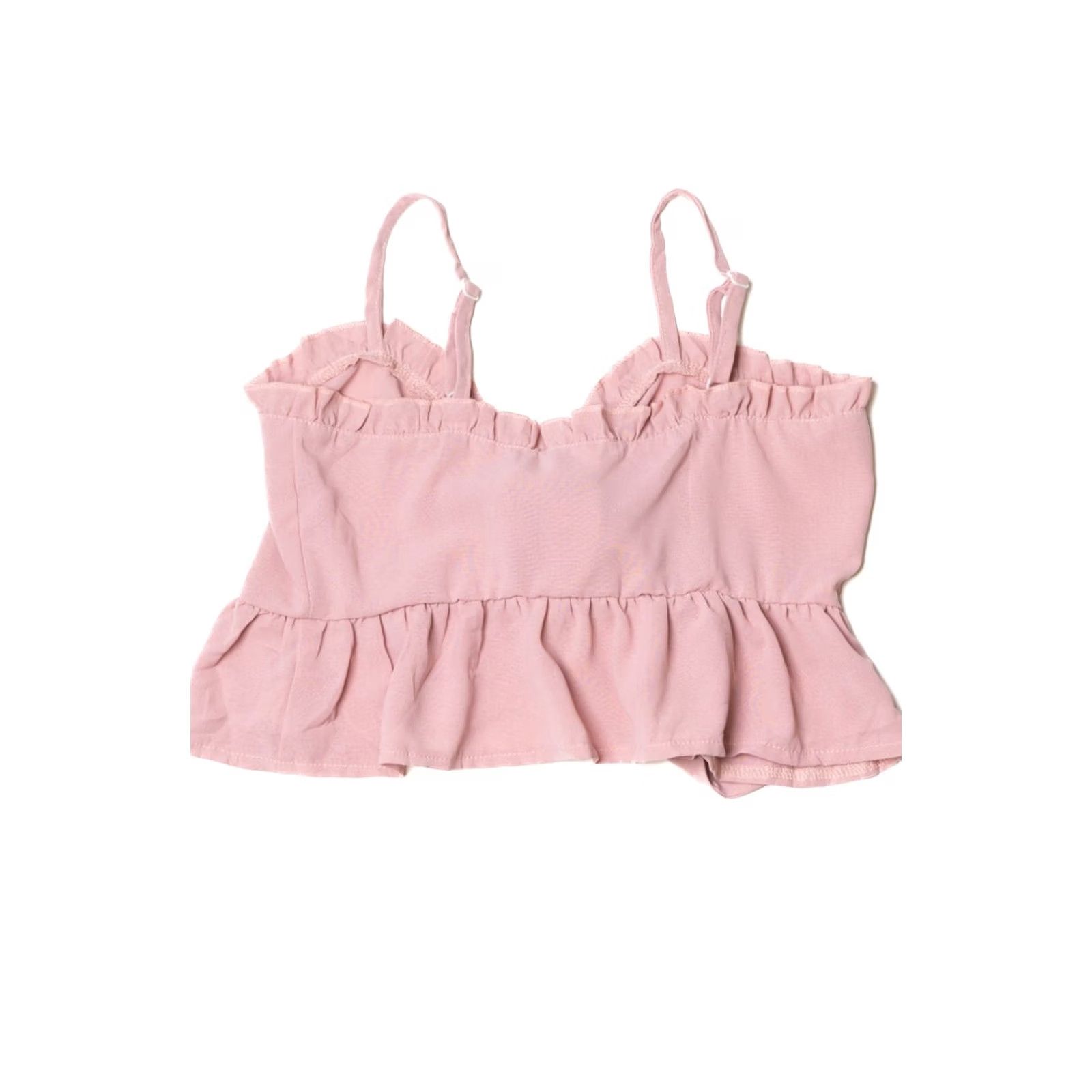 Shein VINTAGE Shein Pink Crop Tank Top Small Ruffle Cami Style Size S / US 4 / IT 40 - 2 Thumbnail