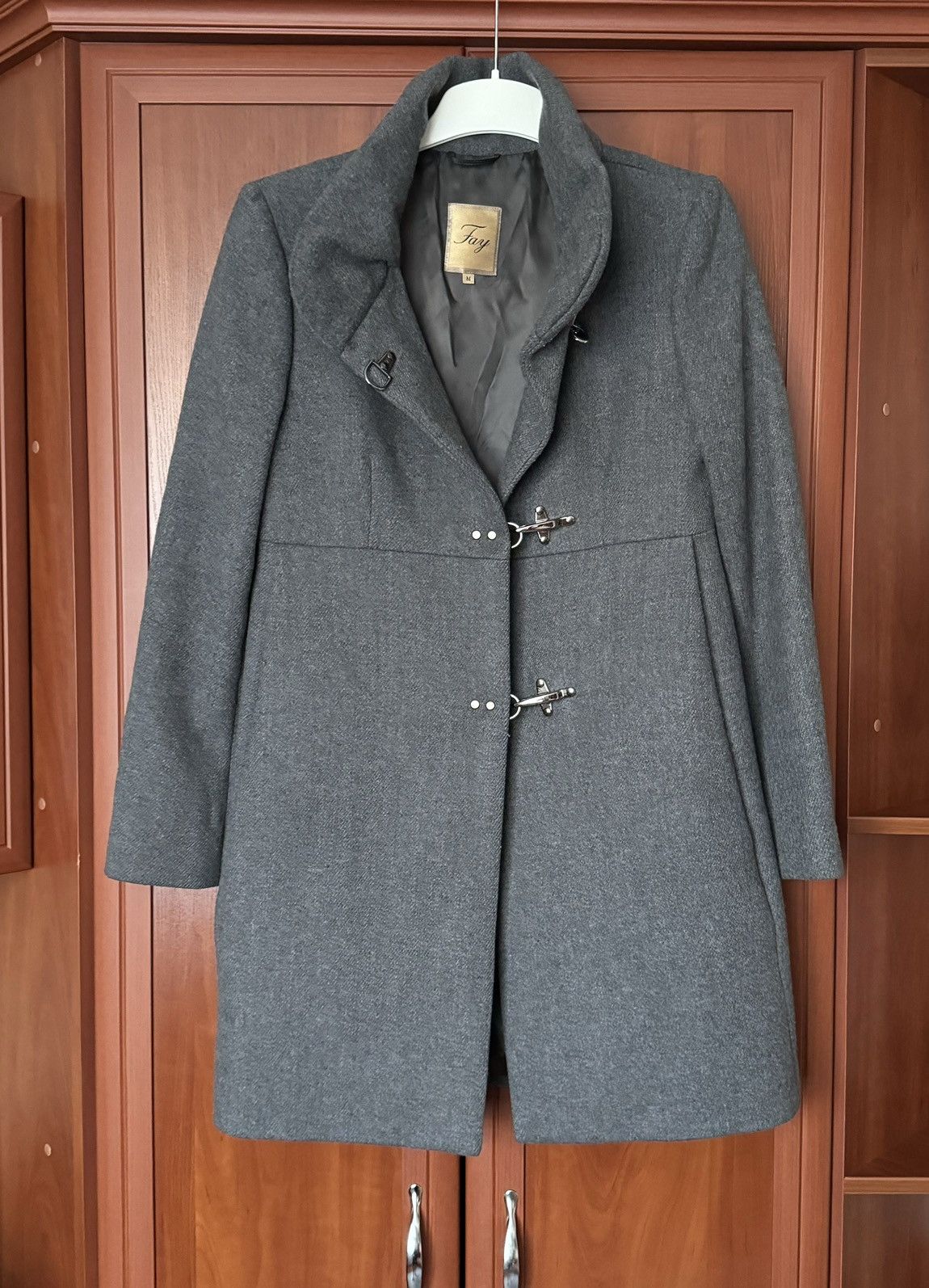 Designer × Fay Fay M wool clasp fastening coat long jacket Wmns Size M / US 6-8 / IT 42-44 - 19 Thumbnail