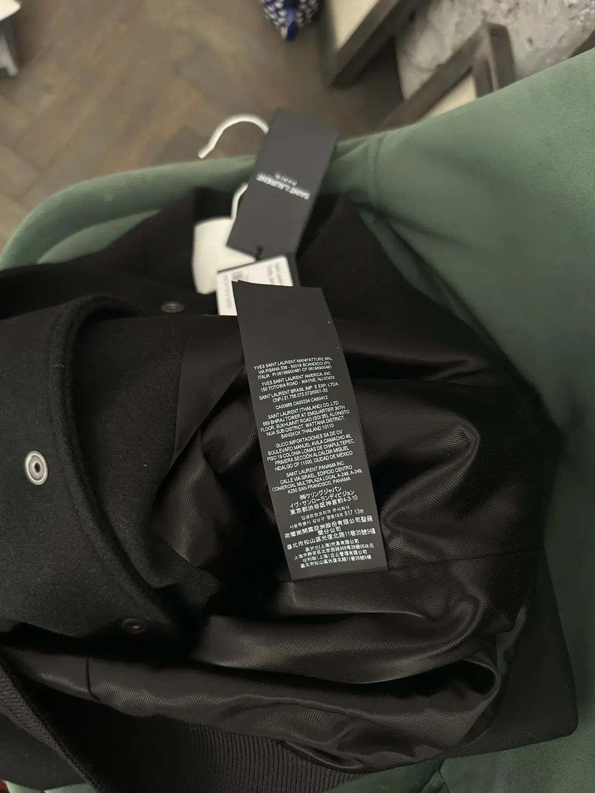 Sz 50 NWT Saint Laurent Teddy Wool Leather Varsity Jacket
