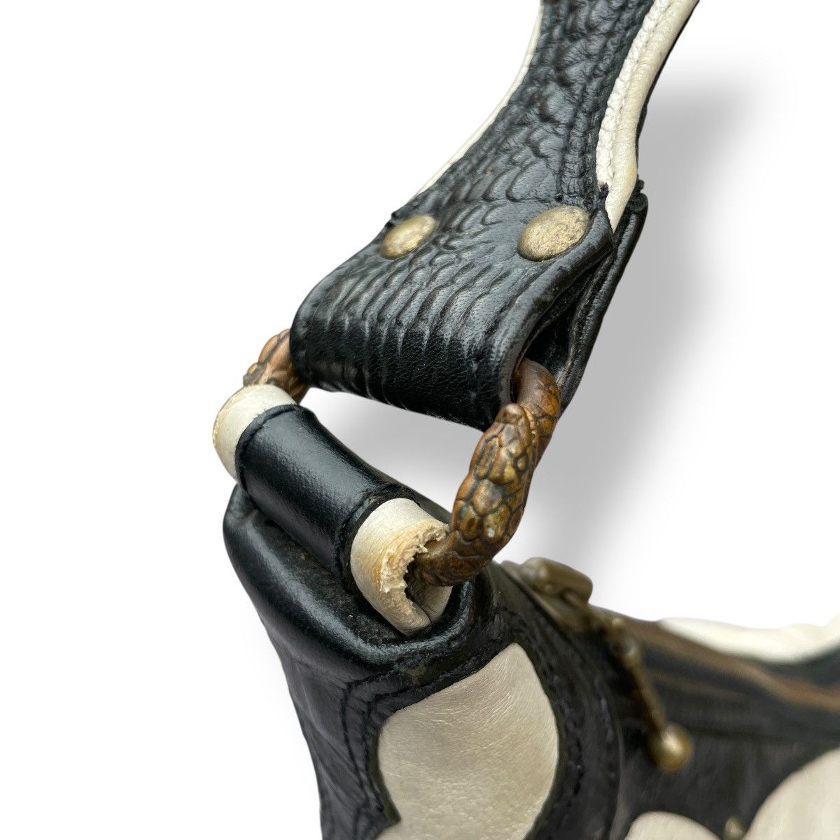 KMRii KMRii 2006 Studded Serpent Snakeskin Leather Shoulder Bag Size ONE SIZE - 8 Thumbnail