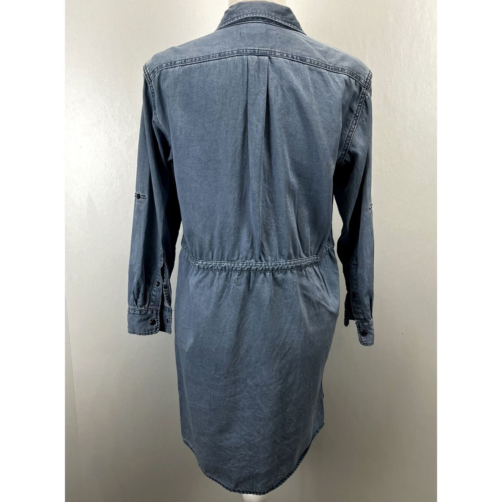 Allsaints AllSaints Millie Denim Shirt Dress Womens M Gathered Waist Short Western Boho Shirt Dress Casual Size M / US 6-8 / IT 42-44 - 3 Thumbnail