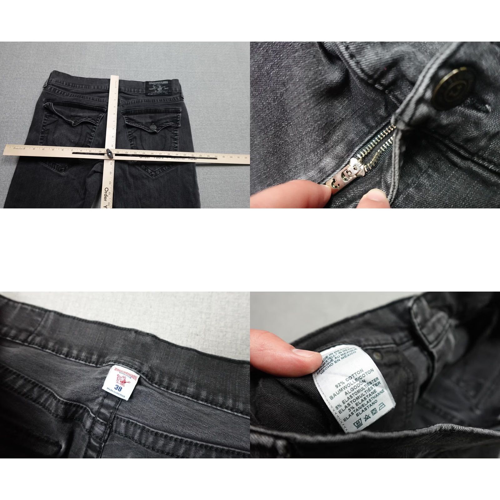 True Religion True Religion Jeans Mens 38x34 Charcoal Gray 5-Pocket Straight Regular Denim Pants Size US 38 / EU 54 - 8 Thumbnail