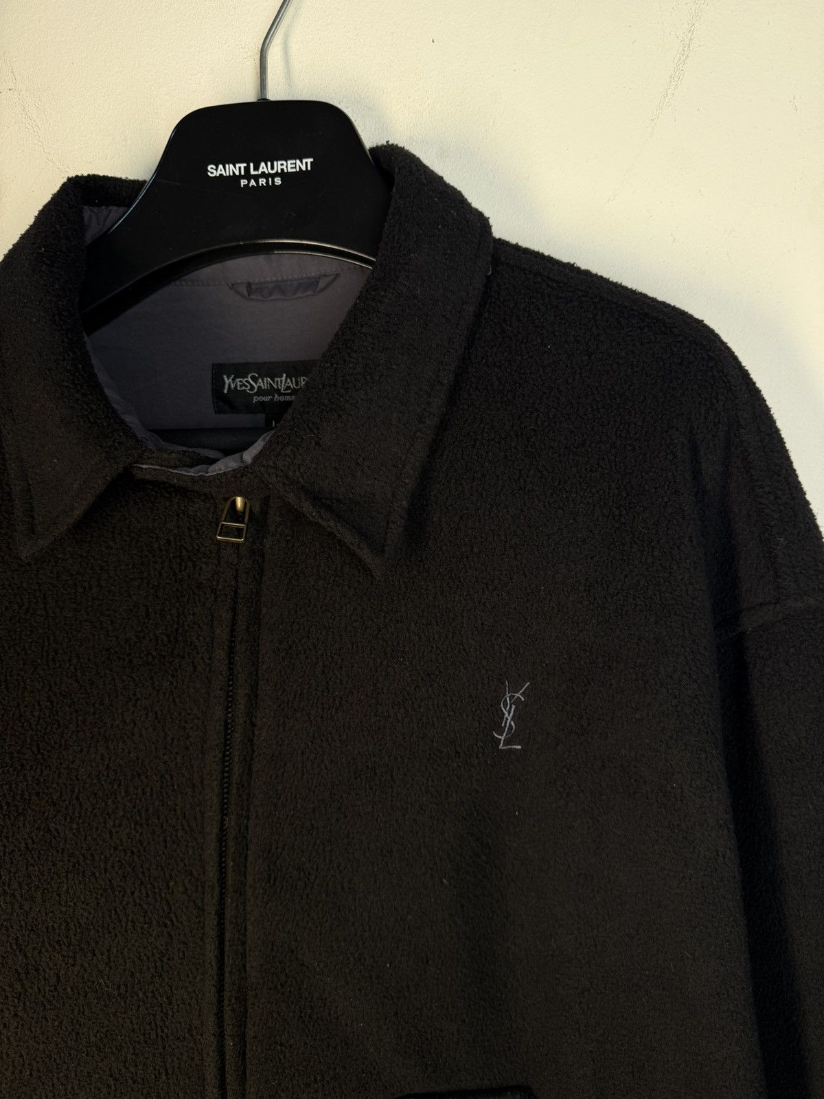 Yves Saint Laurent 90s Wool YSL Jacket Black Windbreaker Bomber Vintage Size US L / EU 52-54 / 3 - 13 Thumbnail