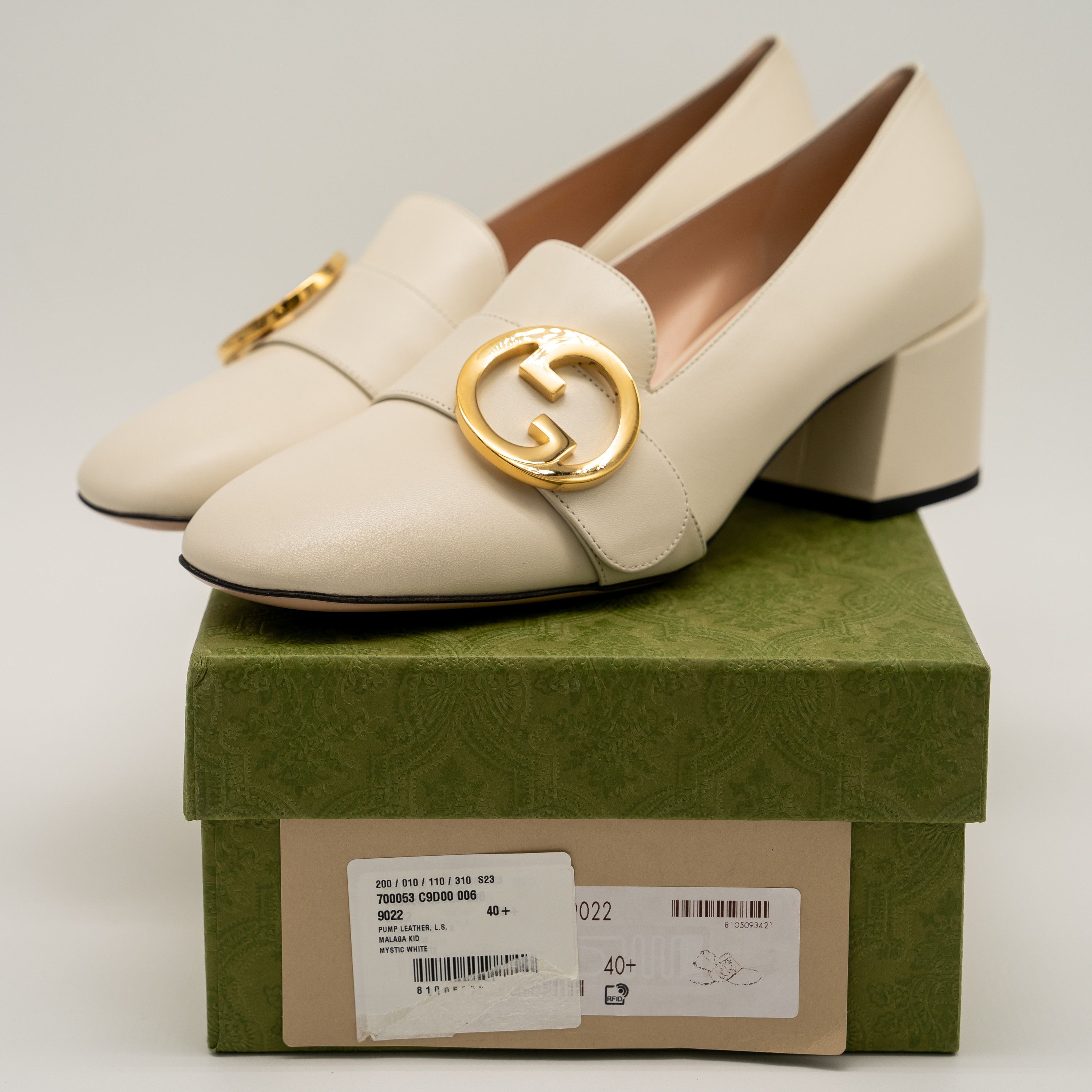 Gucci 40.5G 10.5 US Gucci Blondie Pump White GG Heels Leather Size US 10.5 / IT 40.5 - 10 Thumbnail