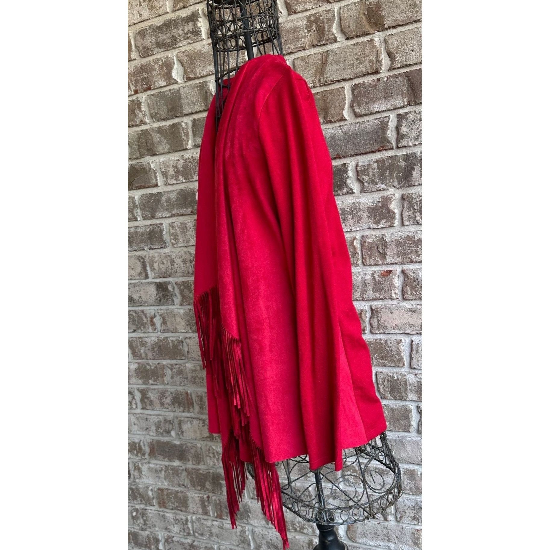 Other INC International Concepts Open Front Fringe Jacket Red Size M / US 6-8 / IT 42-44 - 3 Thumbnail