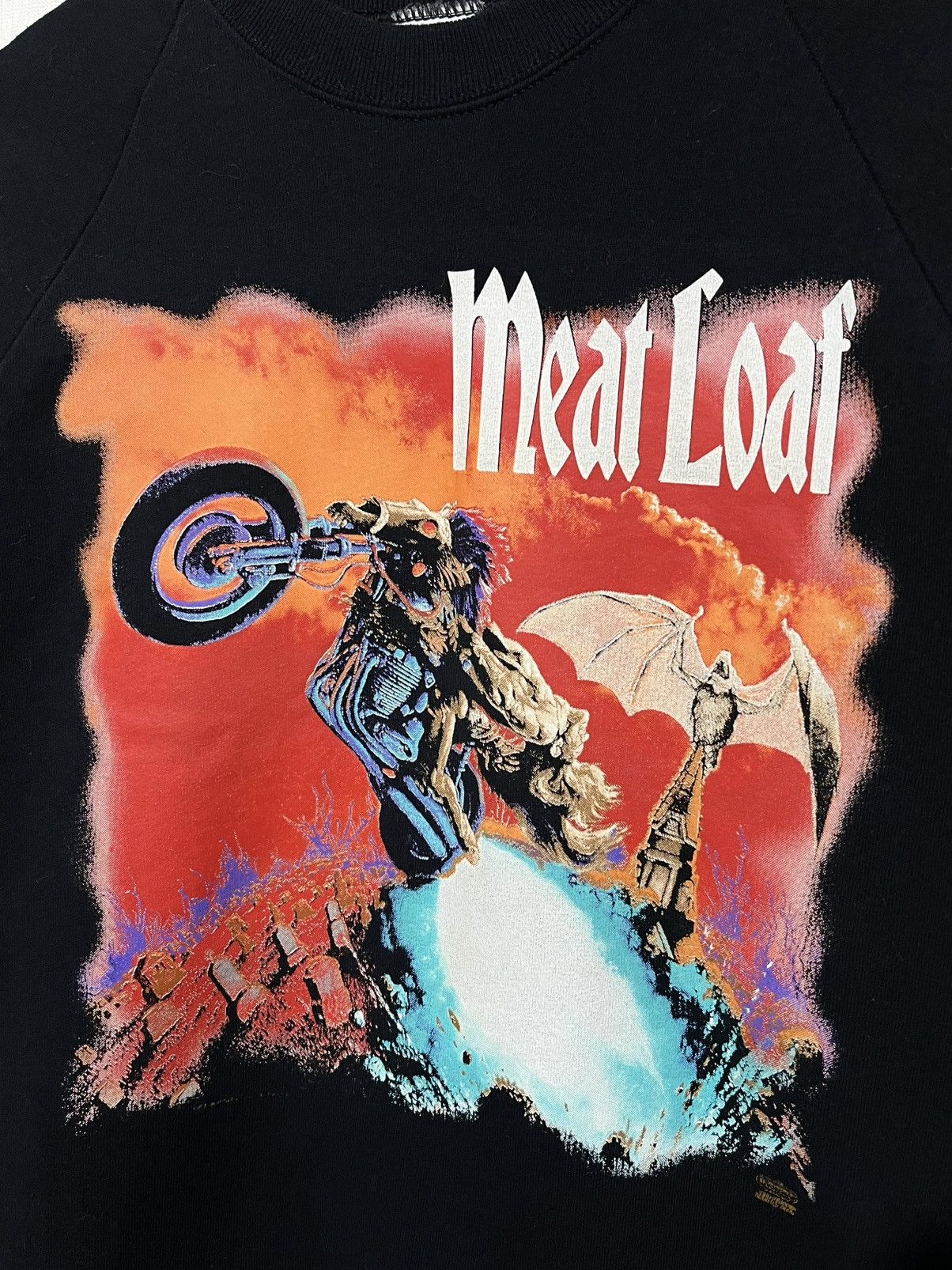 Band Tees × Vintage Vintage 90s Meat Loaf Bat Out Of Hell Made In USA Sweatshirt Size US L / EU 52-54 / 3 - 3 Thumbnail