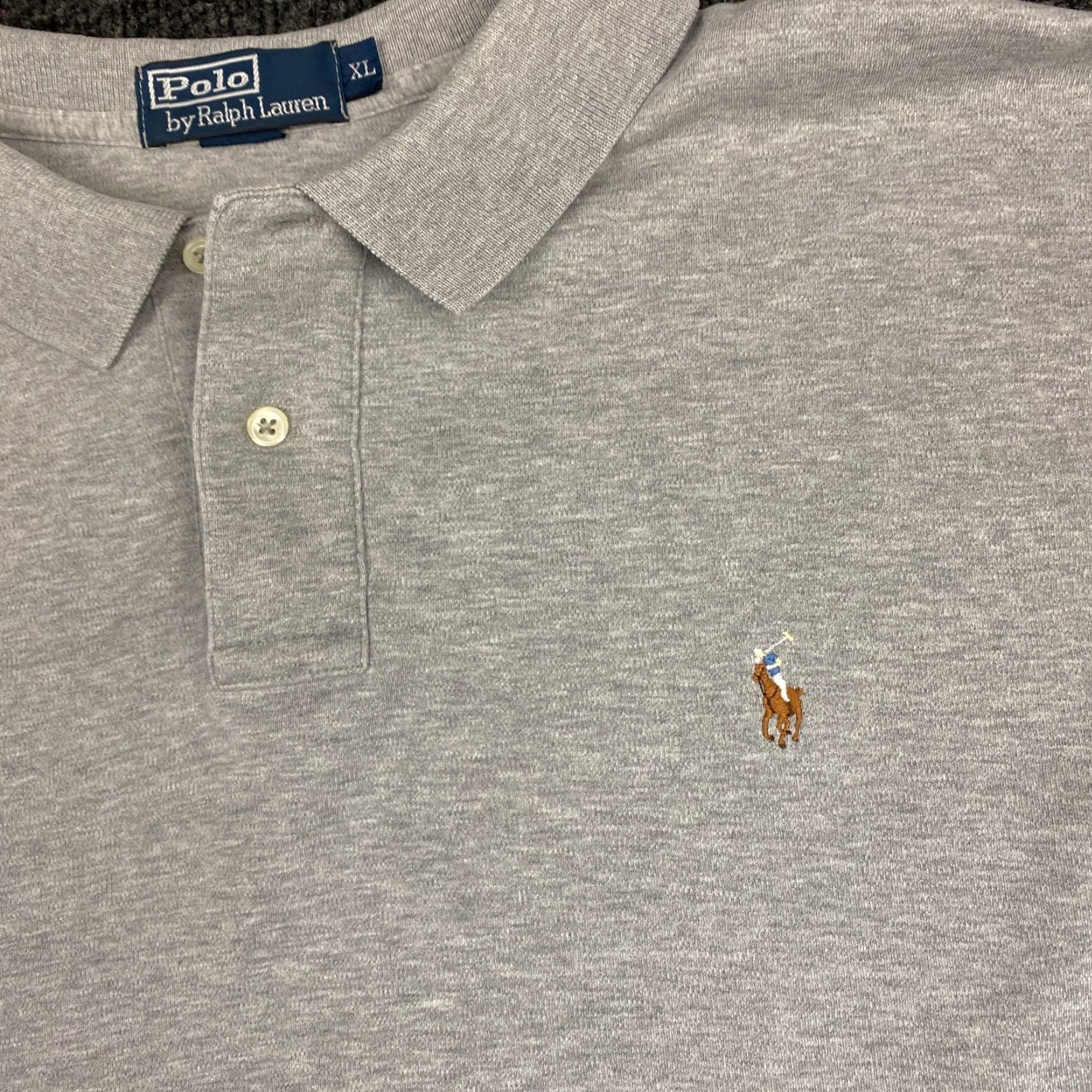 Polo Ralph Lauren VINTAGE Polo Ralph Lauren Polo Shirt Gray XL Short Sleeve Polo Shirt Men Regular 100% Cotton USA Classic Logo Embroidered Pony Size US XL / EU 56 / 4 - 2 Thumbnail