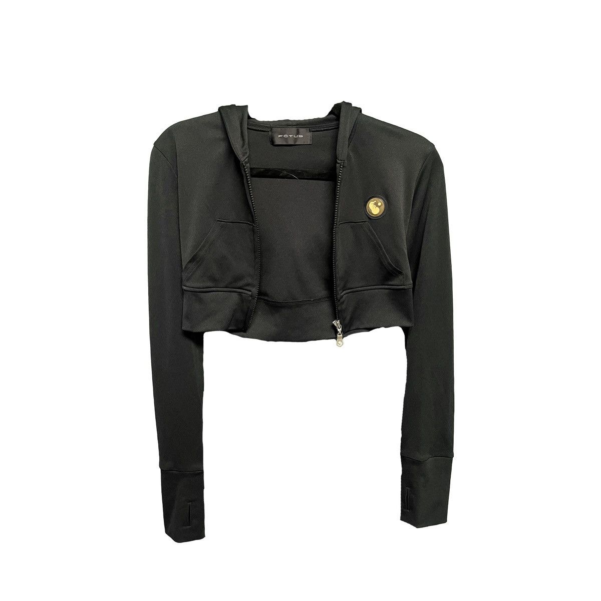 image of Ftus x Vintage Fotus Cropped Hoodie in Black, Women's (Size Small)