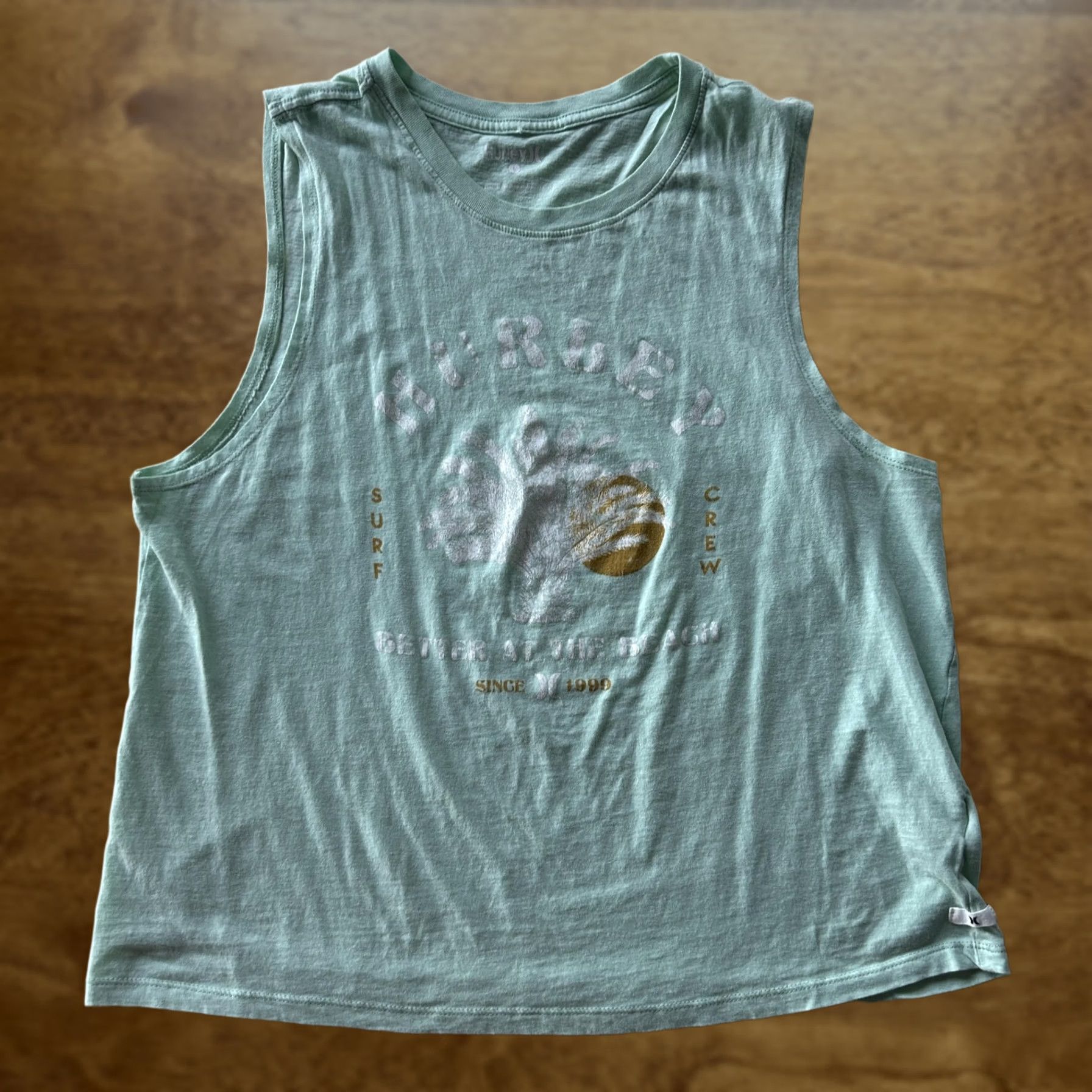 Hurley Hurley Tank Top Womens Large Green Surf Crew Better At The Beach Muscle Graphic Shirt Size L / US 10 / IT 46 - 1 Thumbnail