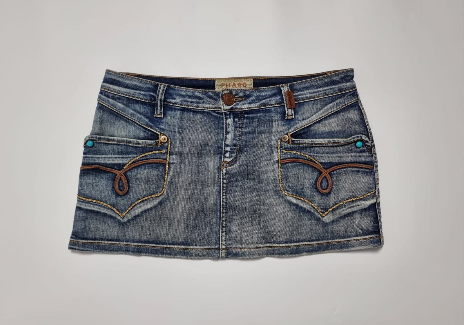Vintage vintage Phard Glowing jeans leather skirt L country womens Size 29" - 5 Thumbnail