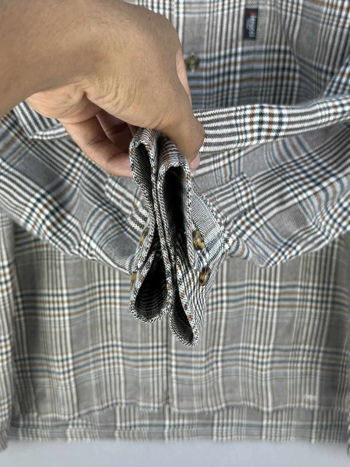 Japanese Brand Pierucci Italy Houndstooth Check Flannel Shirt Size US L / EU 52-54 / 3 - 10 Thumbnail