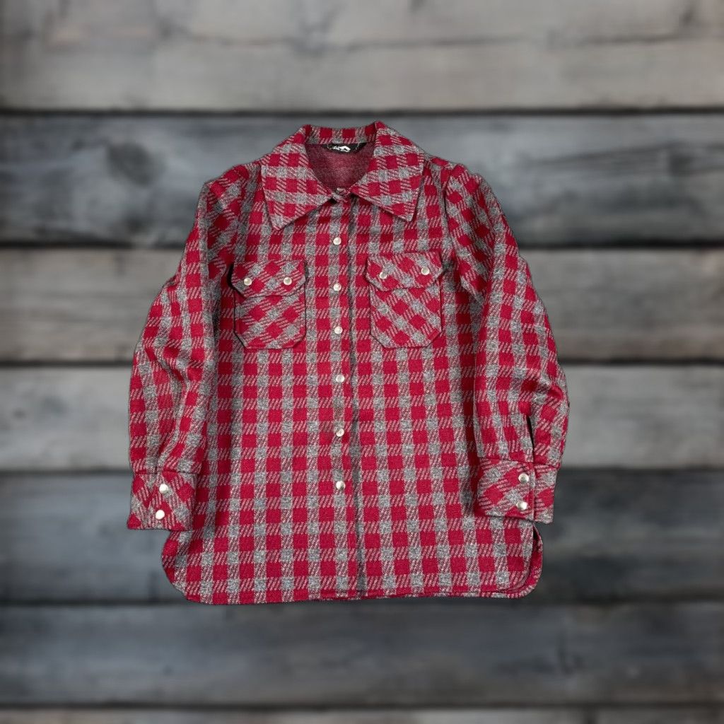 Vintage VINTAGE Women's Small Red Gray Plaid Western Shirt Size S / US 4 / IT 40 - 1 Thumbnail
