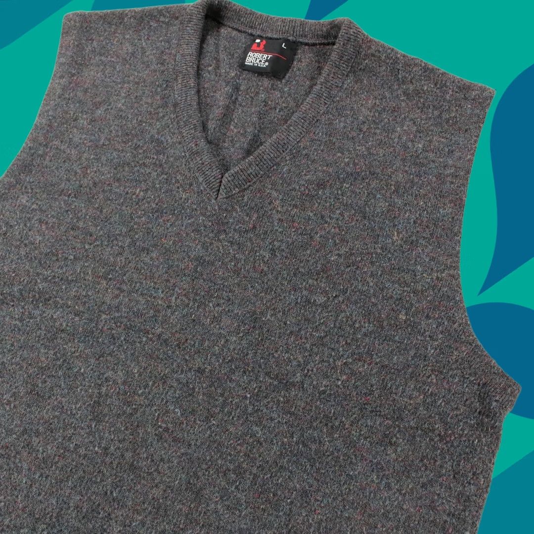 Vintage VINTAGE ROBERT BRUCE speckled wool blend sweater vest LARGE vtg 70s 80s usa made prep Men Size US L / EU 52-54 / 3 - 1 Thumbnail