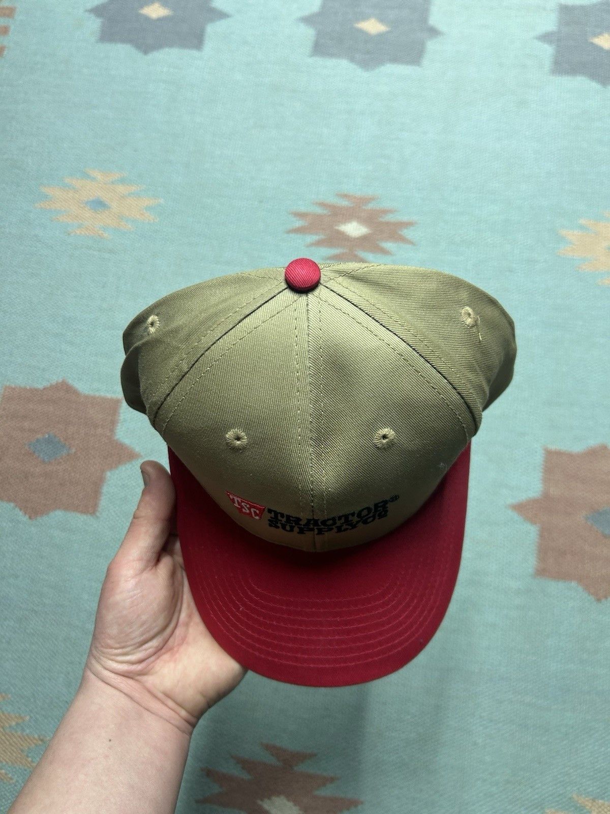 Vintage Tractor supply co snapback hat embroidered logo farm tan red Size ONE SIZE - 3 Thumbnail