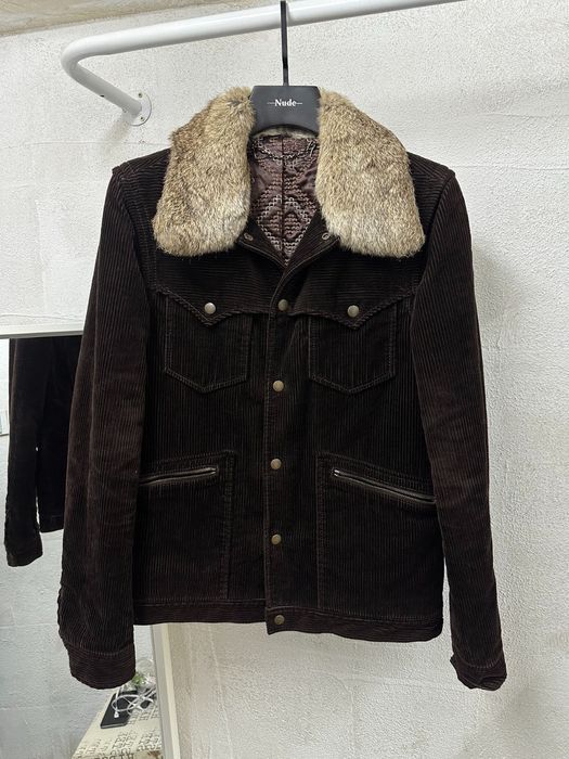 Number (N)ine Number nine 02AW rabbit fur & corduroy jacket | Grailed