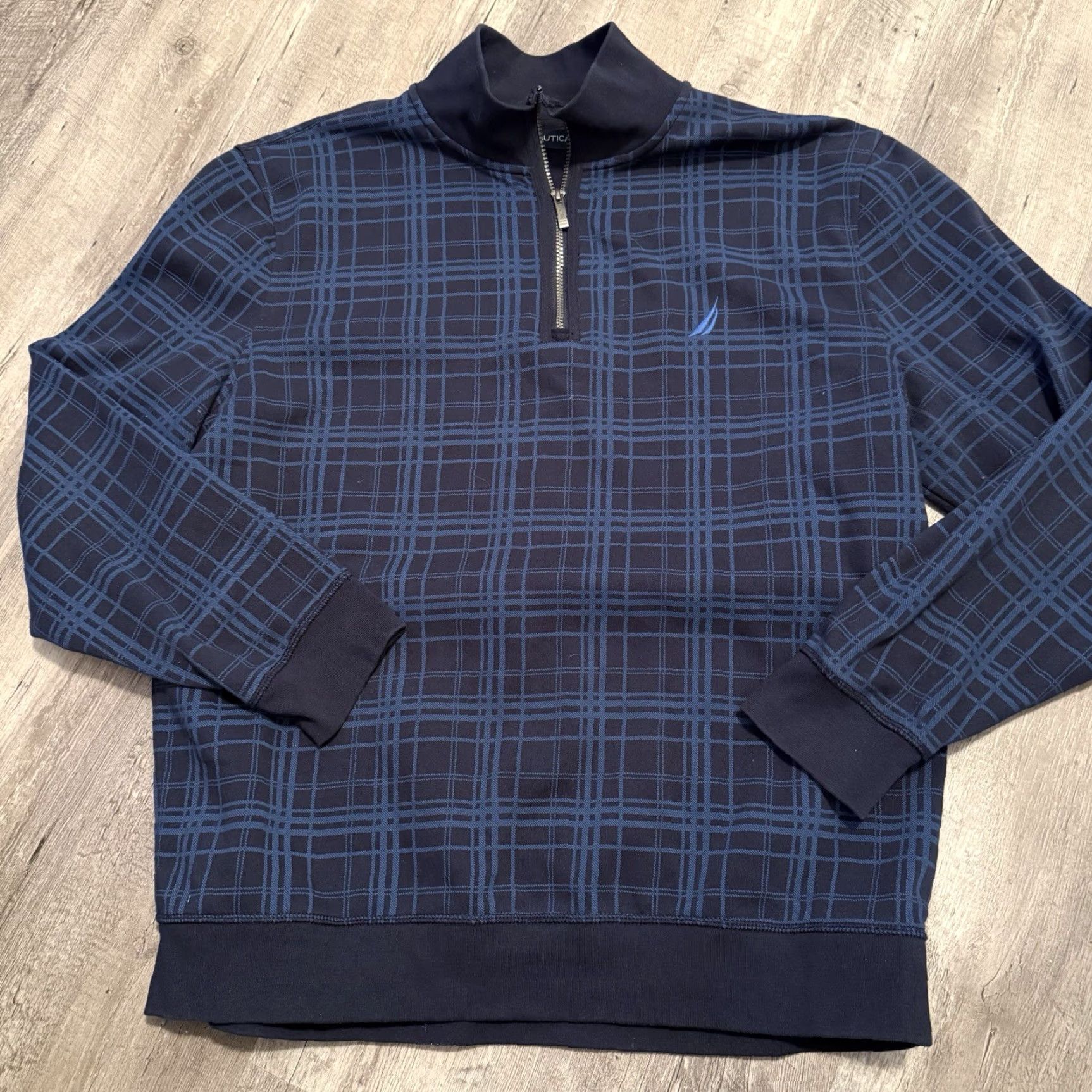 Nautica NAUTICA 1/4 Zip Sweatshirt Mens Sz XXL Blue Plaid Pullover Logo Mock Collar Size US XXL / EU 58 / 5 - 6 Thumbnail