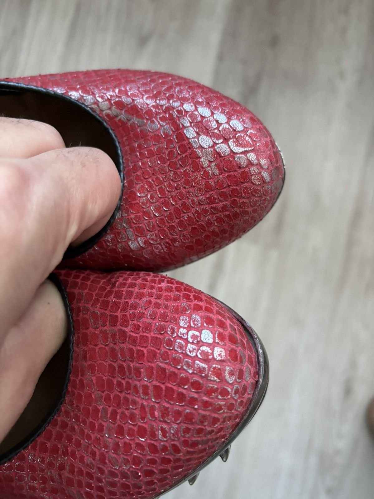 New Rock Red Snake Effect New Rock Heels with Studded Platform EU 40 Size US 9 / IT 39 - 4 Thumbnail