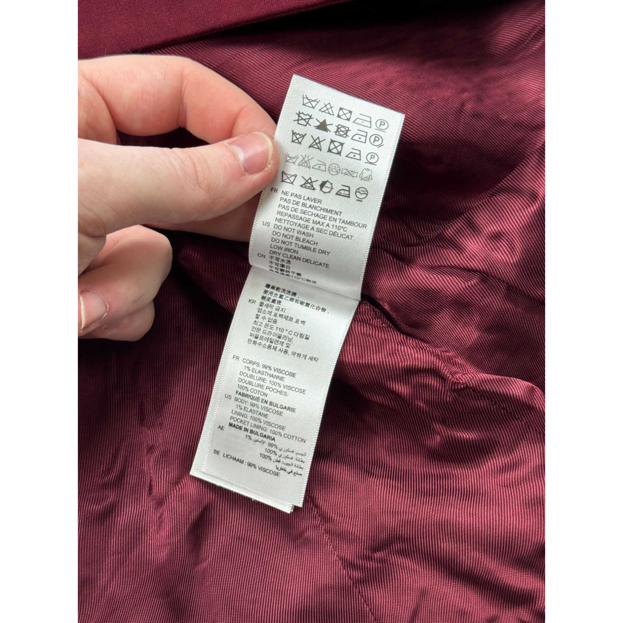 Sandro Sandro Paris Collarless Burgundy Viscose Blazer (Y1181) Size S / US 4 / IT 40 - 7 Thumbnail