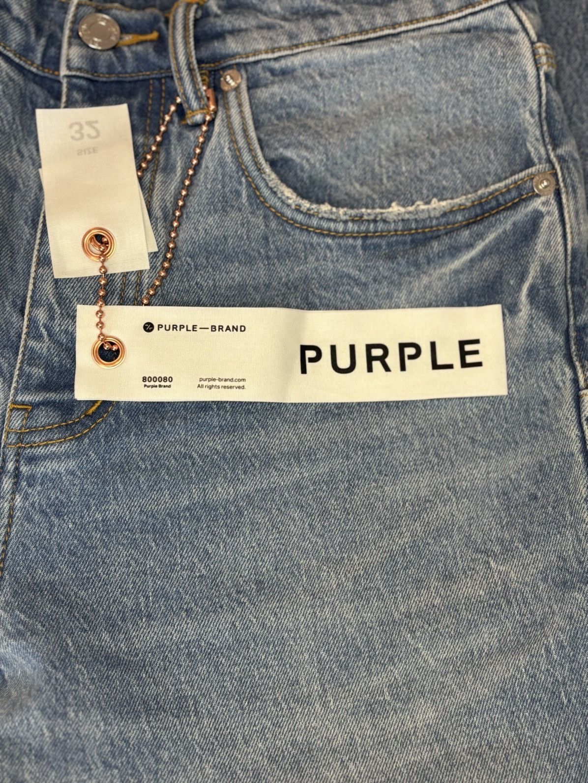 Purple Brand Purple Brand P005 Slim Straight Light Clean Indigo Size US 32 / EU 48 - 6 Thumbnail