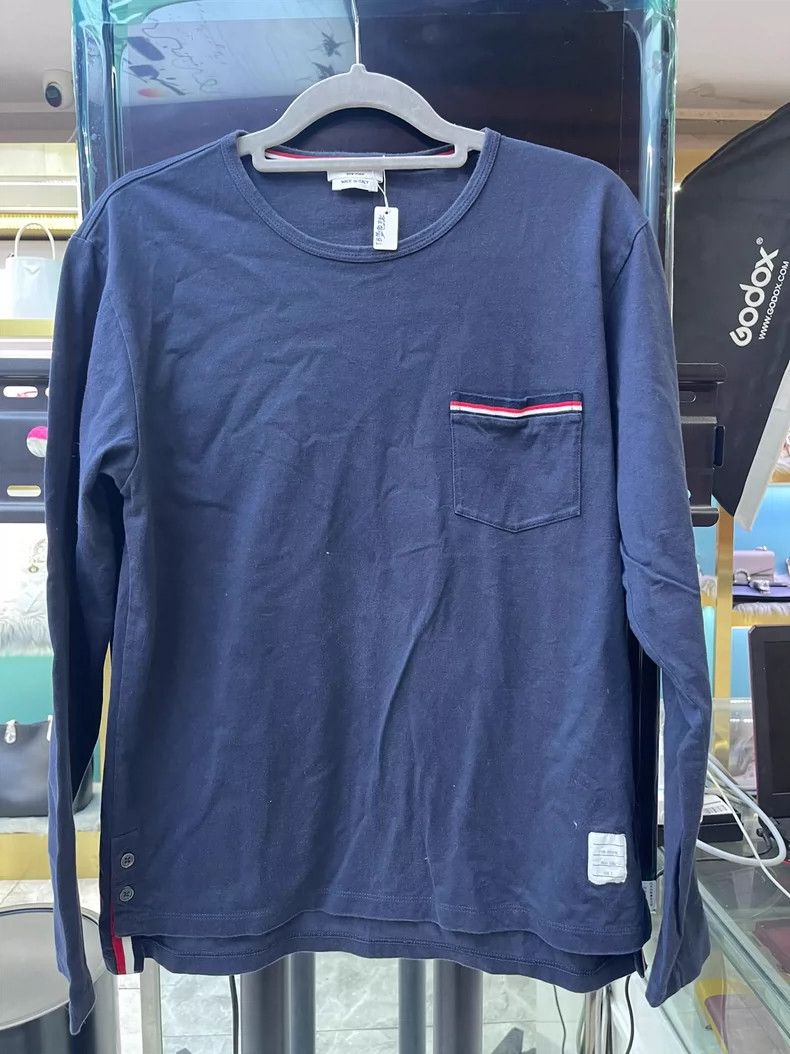 Thom Browne Thom Browne Dark gray striped long sleeve T-shirt Size US M / EU 48-50 / 2 - 2 Thumbnail