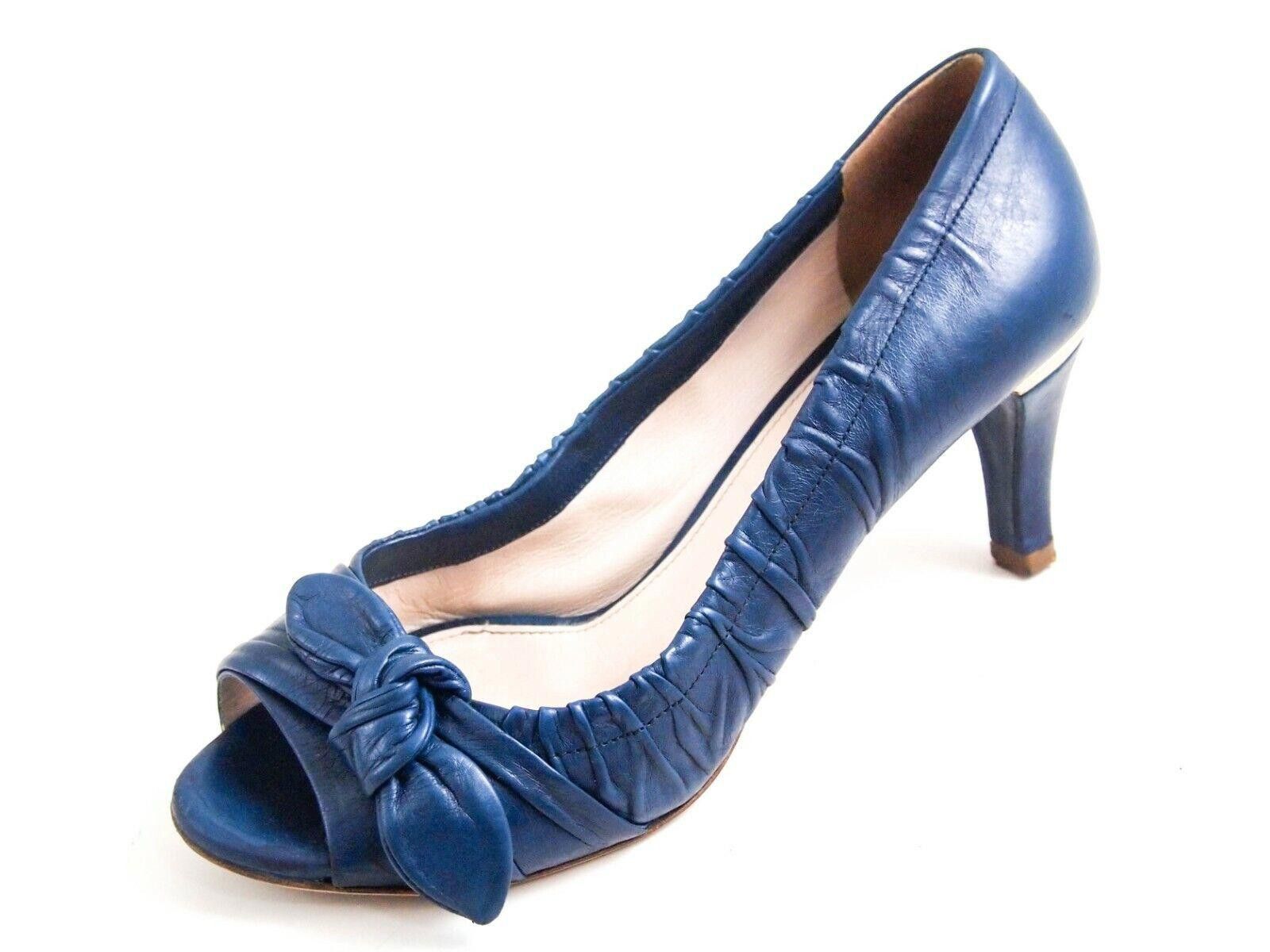 Prada Prada Mid Heel Pumps Blue Leather Womens US 7.5 EU 37.5 Size US 7.5 / IT 37.5 - 1 Thumbnail