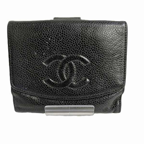 Chanel Chanel Chanel Caviar Skin Double Flap Wallet Leather Short Wallet in Good Condition Size ONE SIZE - 1 Thumbnail