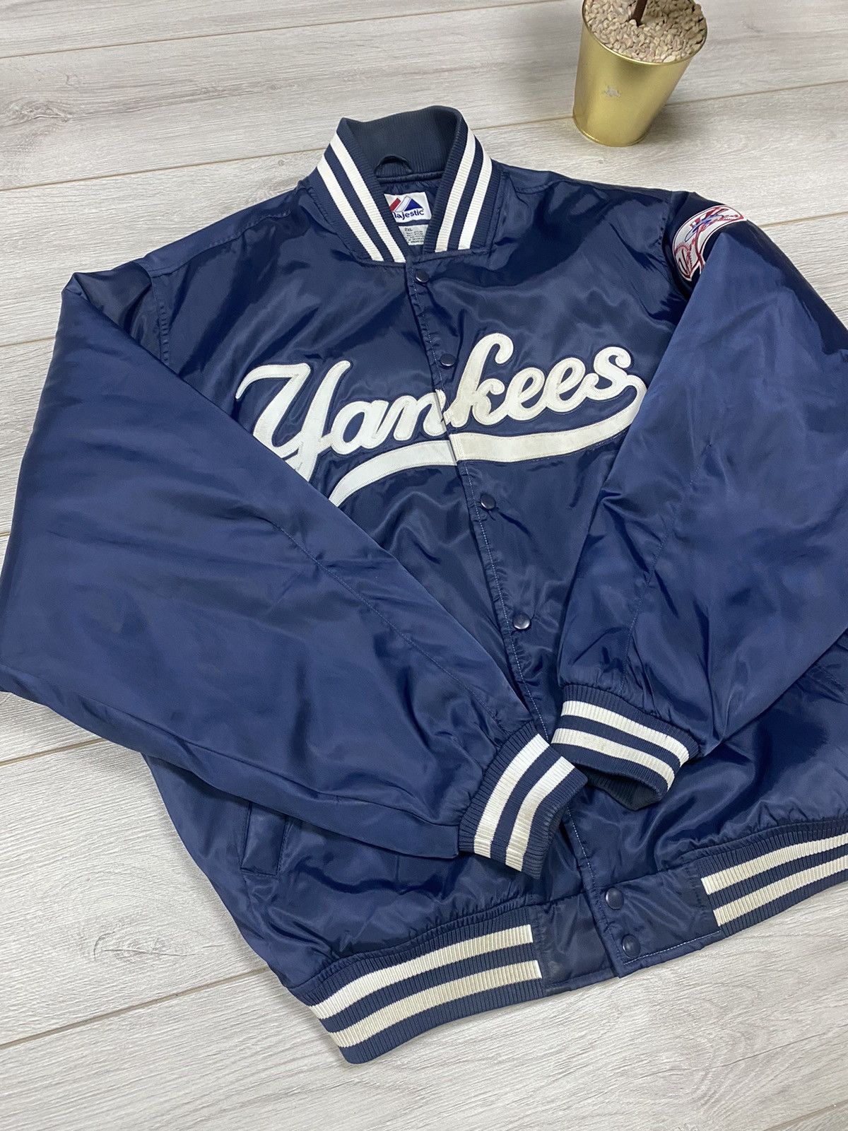 MLB Majestic Yankees vintage baseball bomber varsity buttons Size US XXL / EU 58 / 5 - 2 Thumbnail