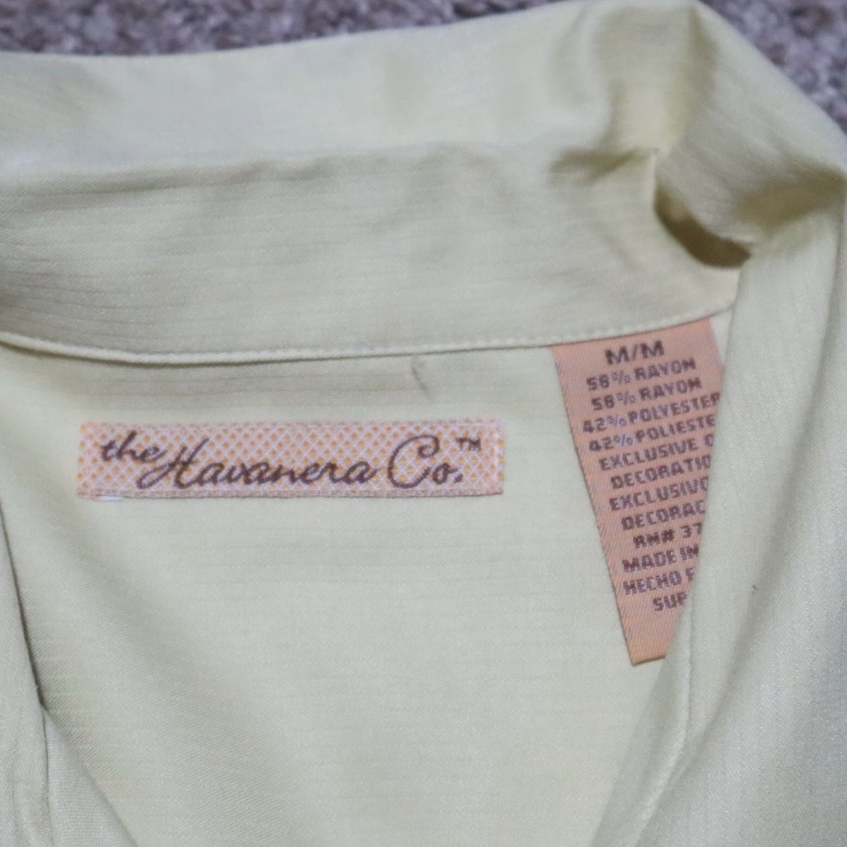 Vintage Havanera Shirt Men Medium Linen Rayon Blend Hawaiian Yellow Short Sleeve Button-Up Size US M / EU 48-50 / 2 - 4 Thumbnail