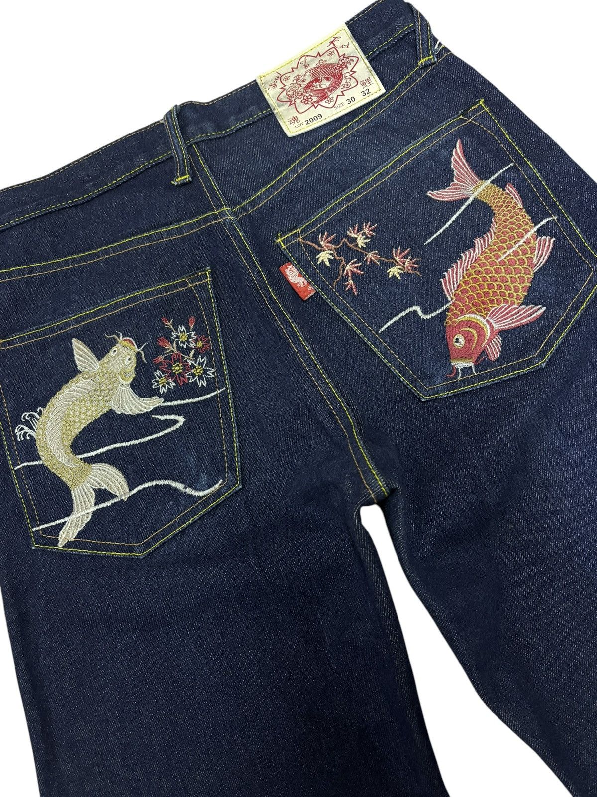 Japanese Brand × Kings Of Indigo × Seditionaries 🔥RARE🔥 Soul Of Koi Embroidered KOI Fish Denim Jeans Size US 30 / EU 46 - 10 Thumbnail
