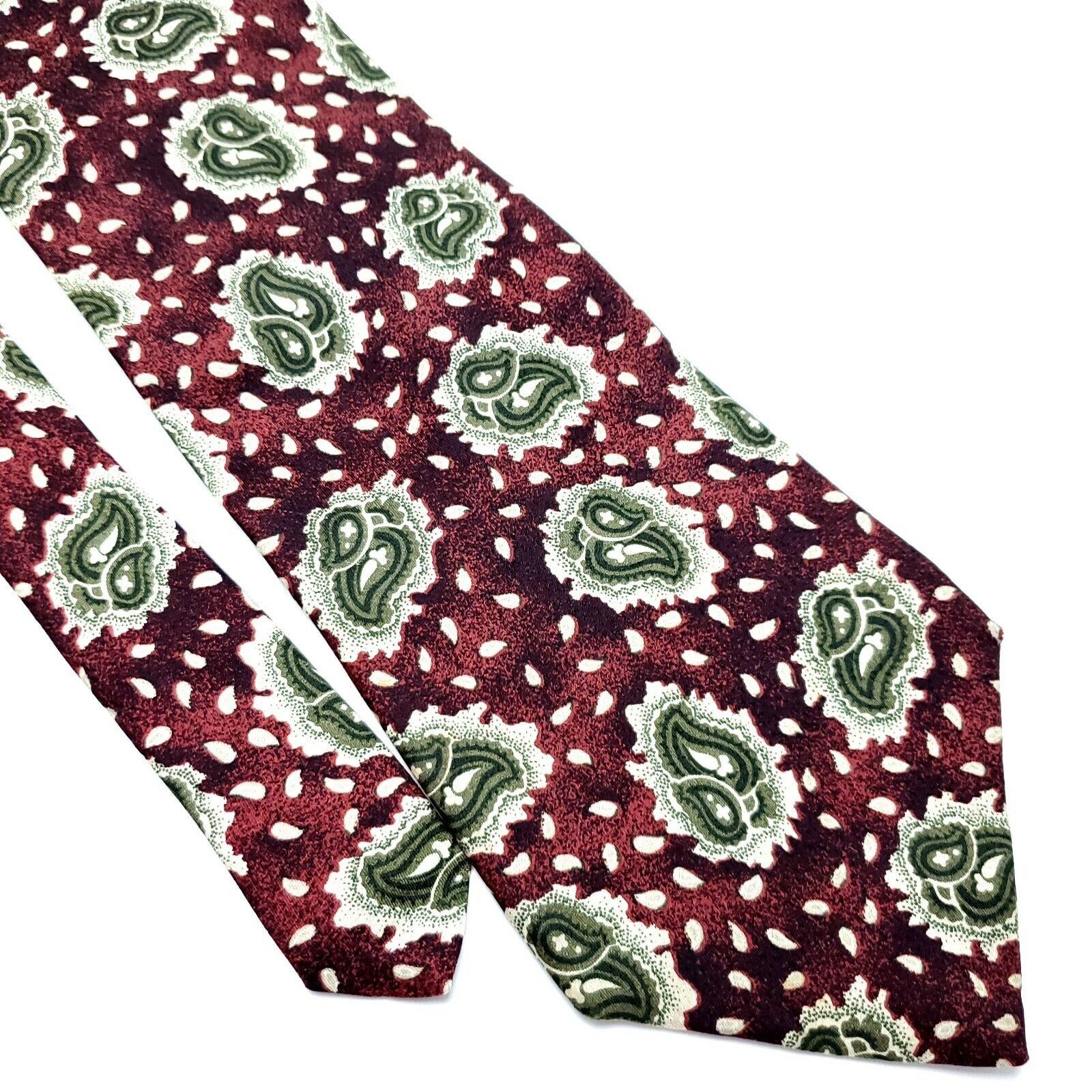 Joseph Abboud Joseph Abboud Silk Tie Print Brownish Red Floral Paisley Wid Size ONE SIZE - 1 Thumbnail