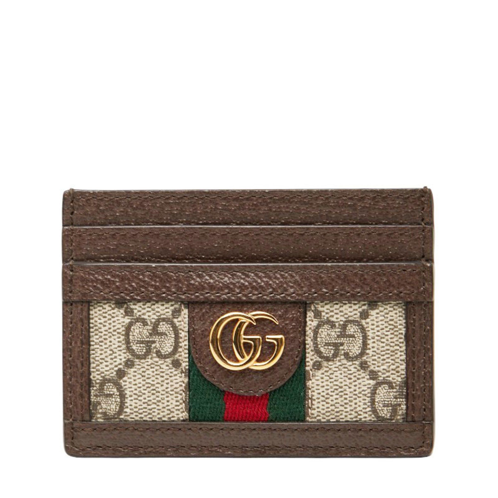 Gucci Gucci Ophidia GG Supreme Business Card Case 523159 Brown and Beige Leather Women's GUCCI Size ONE SIZE - 1 Thumbnail