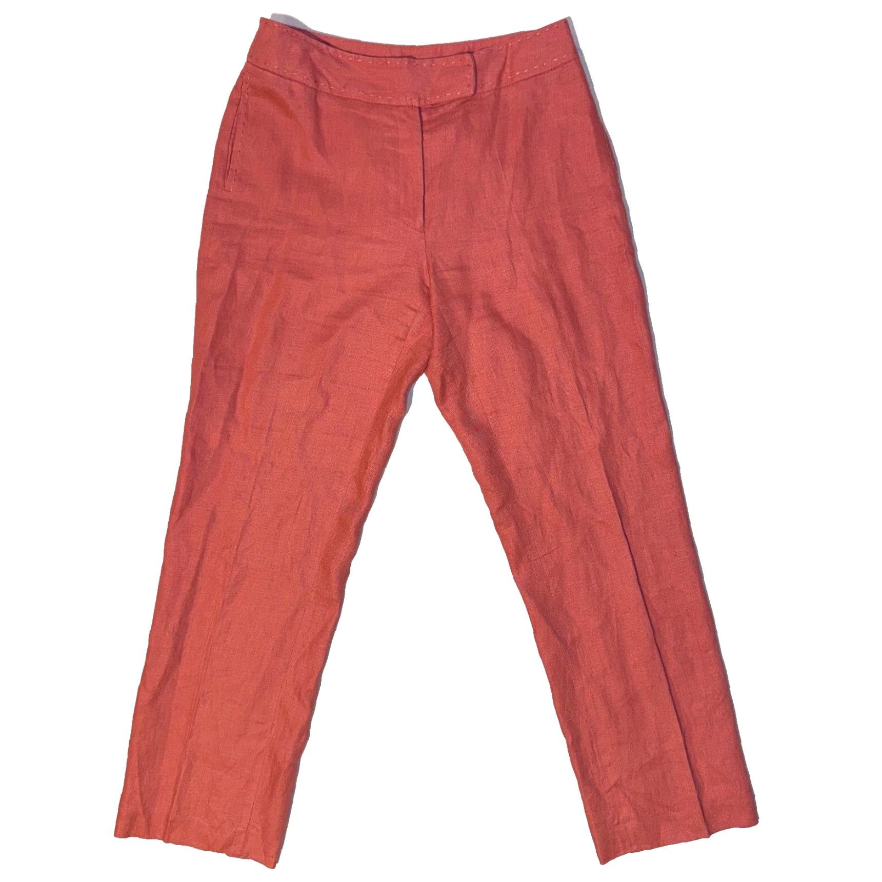 Vintage VINTAGE Rafaella Pants Womens Wide-Leg Linen 8 Pink Beachy Travel Cruise LinedKhakis Pants Size 30" / US 8 / IT 44 - 2 Thumbnail