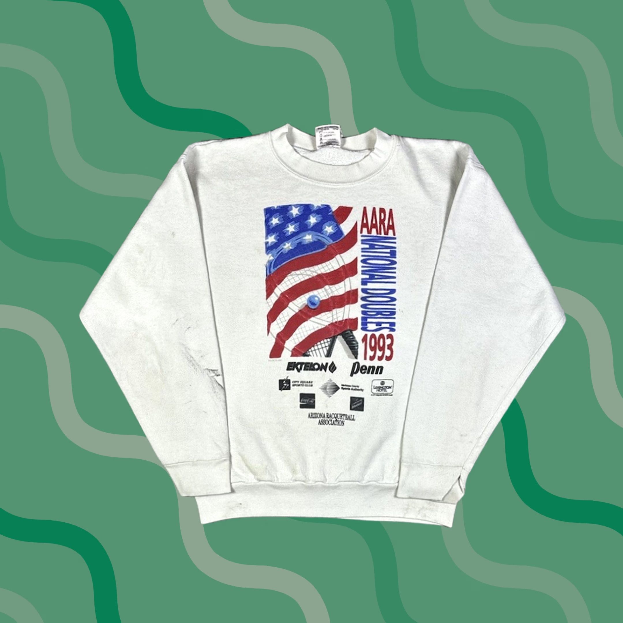 Vintage VINTAGE 90s Tennis National Championship Pullover Sweatshirt Mens Size L White Cotton Fleece Logo USA Retro 90s Size US XL / EU 56 / 4 - 1 Thumbnail