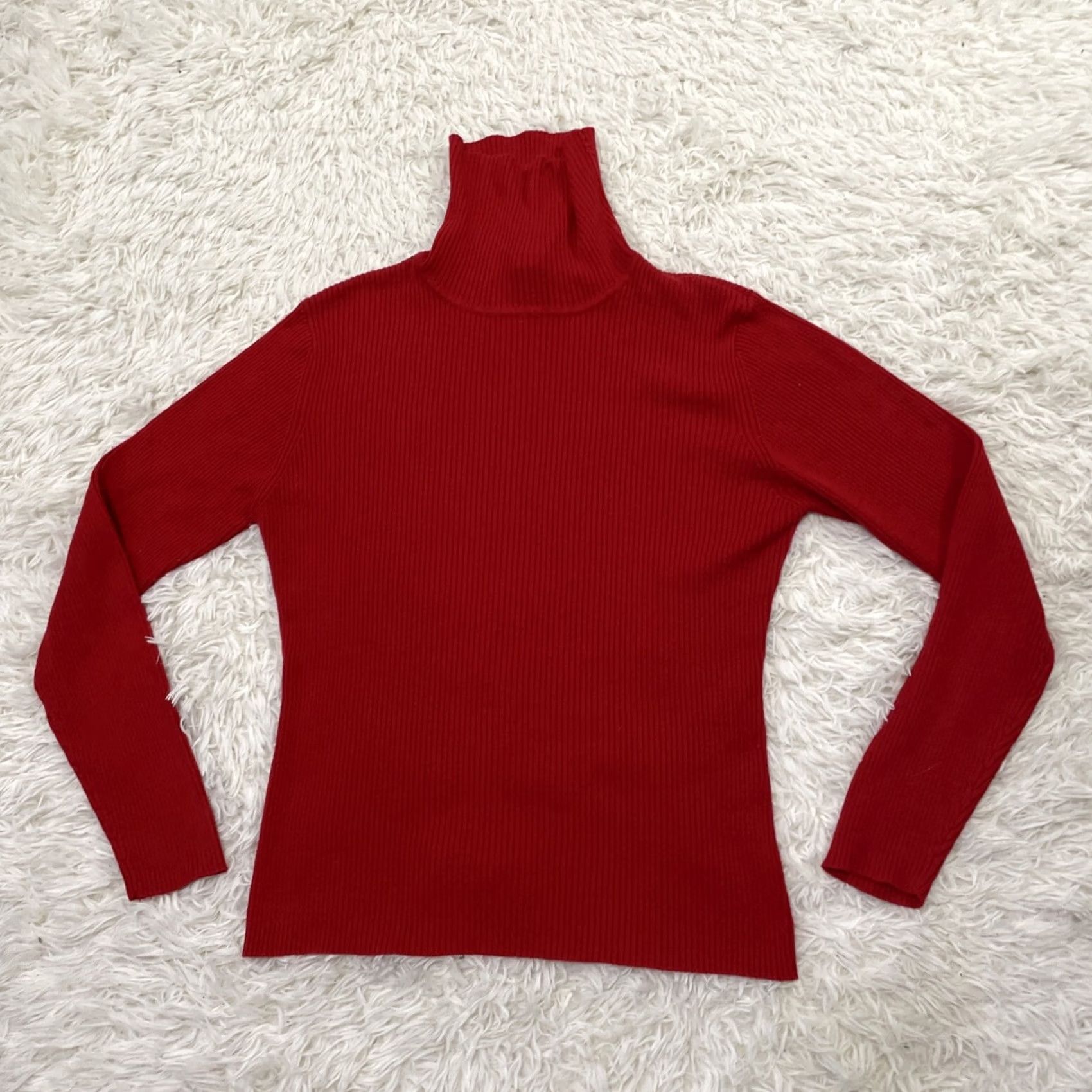 Vintage VINTAGE Casual Corner Turtleneck Sweater Women L Red Ribbed 90s Minimalism Retro 90s Chin Size L / US 10 / IT 46 - 2 Thumbnail