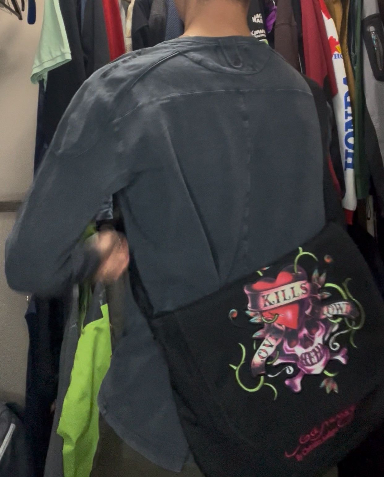 Ed Hardy Rare Ed Hardy Bag Big Logo Rhinestones Vintage Monogram Size ONE SIZE - 1 Thumbnail