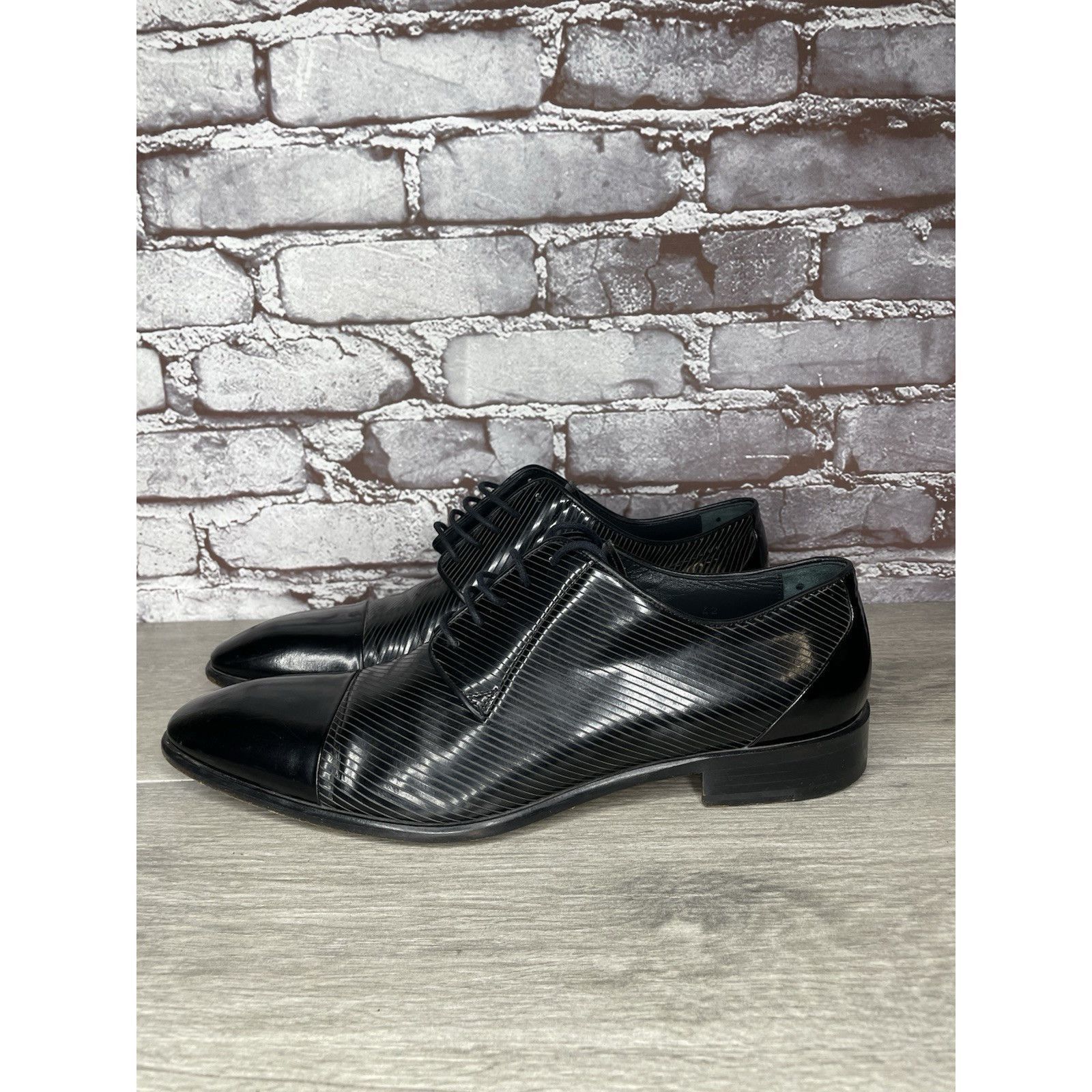 Other F. Crunell Vero Cuoio Black Leather Cap Toe Designer Dress S Size US 9 / EU 42 - 10 Thumbnail