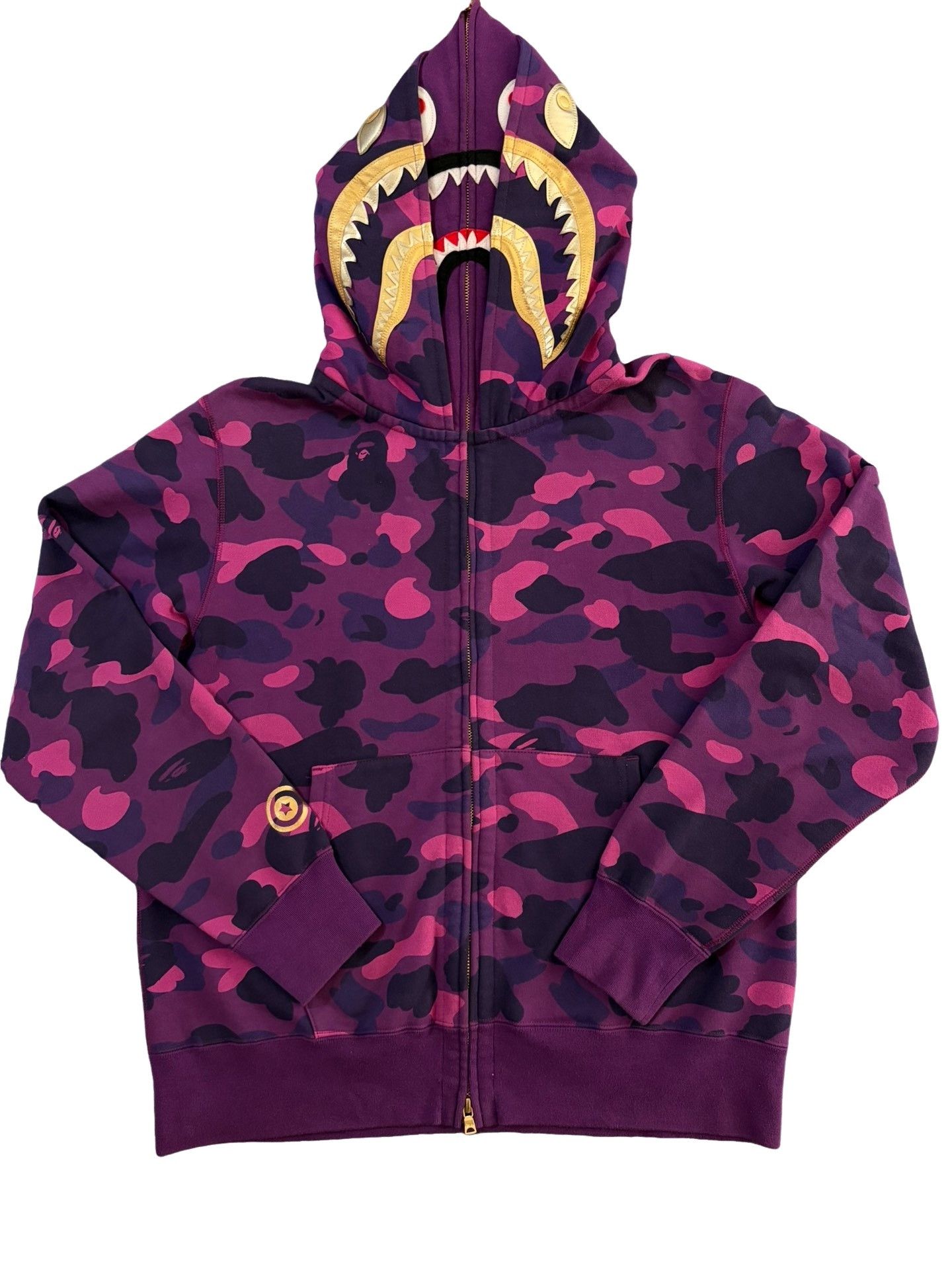 Bape BAPE Purple Camo Shark Hoodie Size L Size US L / EU 52-54 / 3 - 1 Thumbnail