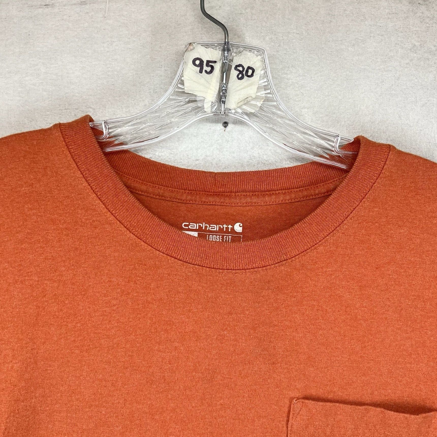 Carhartt Carhartt T-Shirt Mens XL Long Sleeve Crew Neck Orange - Cotton Polyester Heavyweight Relaxed Fit Solid Logo All Seasons Outdoor 2020s Size US XL / EU 56 / 4 - 4 Thumbnail