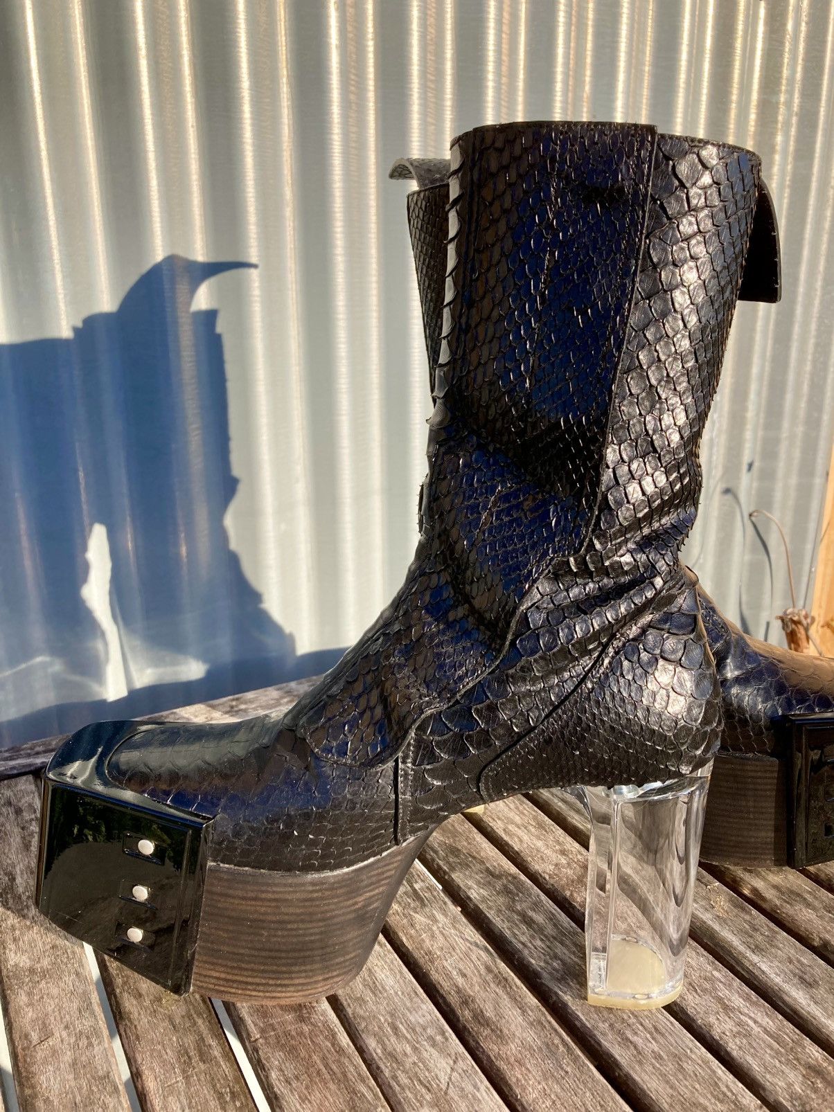 Rick Owens RICK OWENS Black Python Fogpocket Beveled Platform Size US 9 / EU 42 - 3 Thumbnail