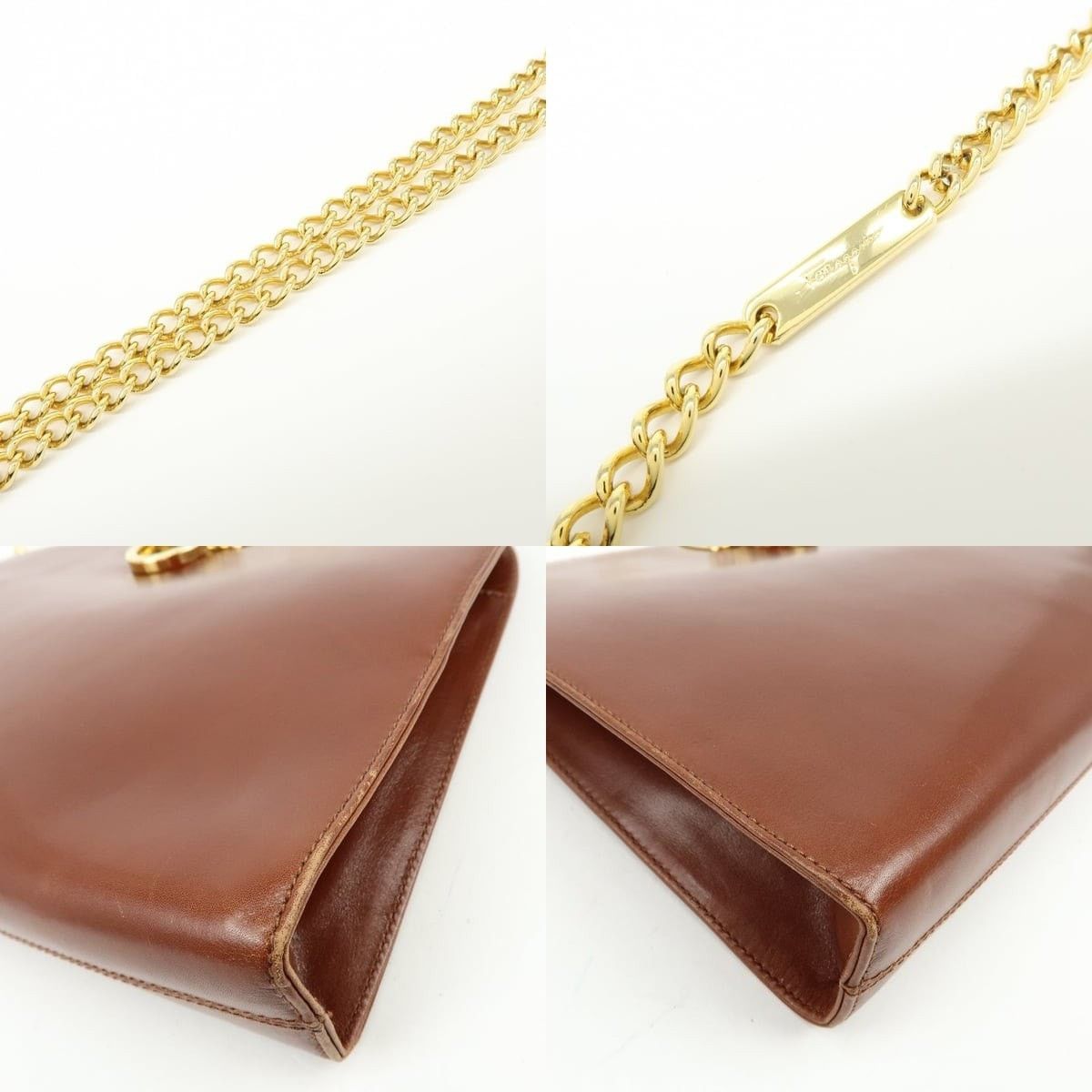 Salvatore Ferragamo Ferragamo Gancini Calfskin Leather Shoulder Bag Brown Size ONE SIZE - 4 Thumbnail