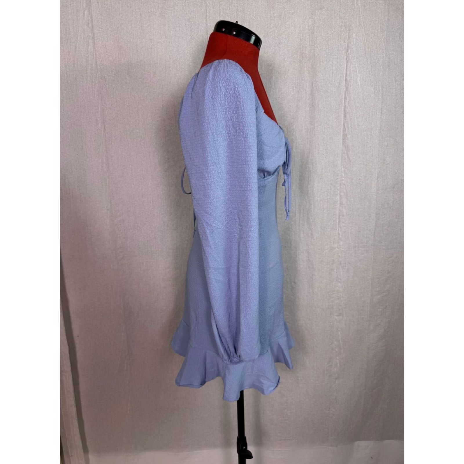Vintage LA Hearts Womens Mini Dress Small Blue Cottagecore Fit And Flare Tie D910 Size S / US 4 / IT 40 - 7 Thumbnail