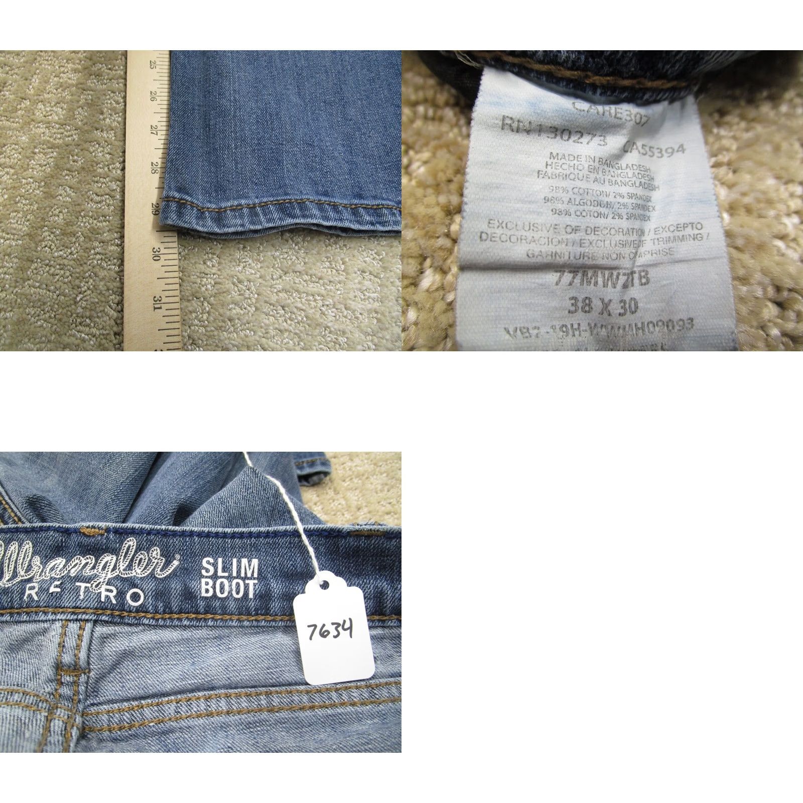 Wrangler Wrangler Retro Jeans Men 38x30 Light Blue Bootcut Slim Fit Denim 5-Pocket Wrangler Retro Jeans Mens Boots Cut Cowboy Hipster Retro Style? Size US 38 / EU 54 - 8 Thumbnail