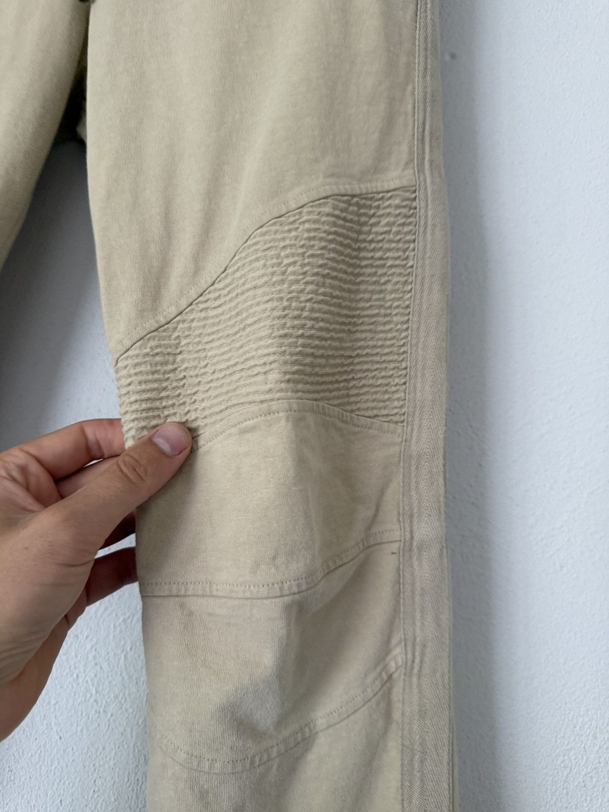 Balmain Beige Biker Joggers with Zip Pockets and Ribbed Panels Size US 32 / EU 48 - 7 Thumbnail